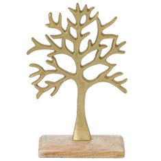 Decoratiune pentru masa Herum&amp;reg;, in forma de arborele vietii, Auriu, 16 x 6 x 27 cm foto