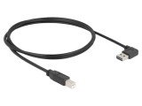 Cablu USB 2.0 A mufă dublă 90&deg; st&acirc;nga/dreapta, 1m, negru