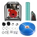 Cumpara ieftin Pachet Motopompa Apa de Presiune pentru Irigatii, 2 Toli, Micul Fermier WX-178F + Furtun Refulare 50 m + Furtun Absorbtie 8 m + Ulei 4T