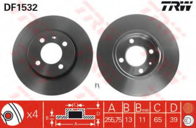 Disc frana VW CADDY II Combi (9K9B) (1995 - 2004) TRW DF1532 foto