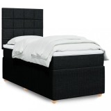 VidaXL Pat box spring cu saltea, negru, 80x200 cm, textil