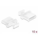 Protectie impotriva prafului pentru conector USB-C mama cu prindere Alb set 10 buc, Delock 64094