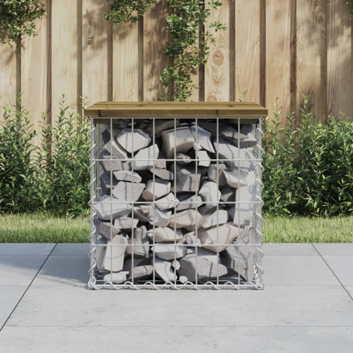 vidaXL Bancă grădină, design gabion, 43x44x42 cm, lemn pin impregnat 834337