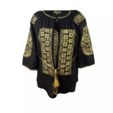 Cumpara ieftin Bluza neagra cu motiv floral auriu - BMG163