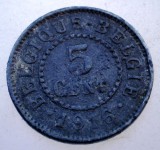 7.677 BELGIA WWI OCUPATIE GERMANA 5 CENTIMES 1916 BELGIQUE-BELGIE