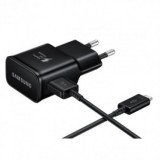 INCARCATOR RETEA SAMSUNG EP-TA20EBE + CABLU ECB-DU4EBE MICROUSB FAST CHARGING NEGRU ORIGINAL