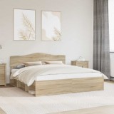 Cumpara ieftin Cadru de pat cu headboard Sonoma 200 x 200 cm Lemn de pin masiv