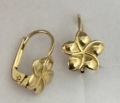 cercei din aur galben 14k in forma de floare