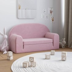 Gossi canapea extensibila pentru copii cu 2 locuri, roz, plus moale