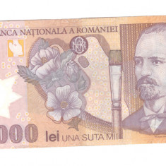 Bancnota 100000 lei 2001 polymer, circulata, stare buna