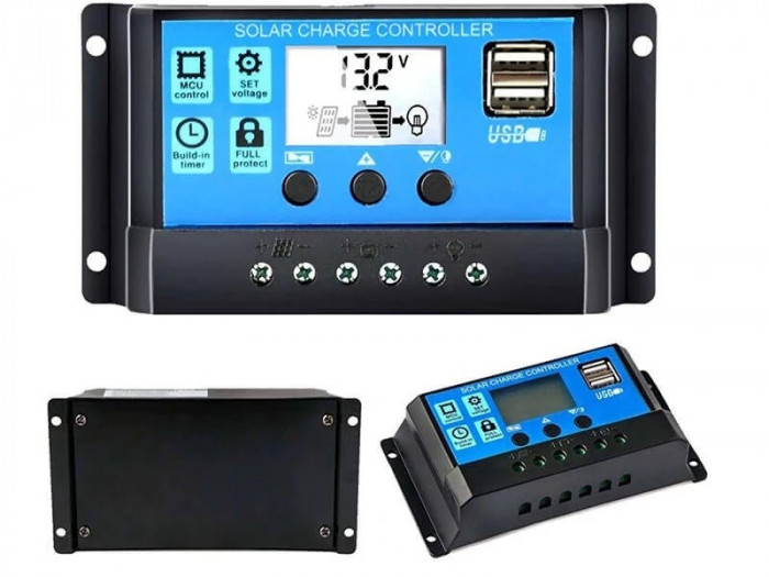 Regulator Controler Solar 30A, 12V24V, 2 X USB LCD