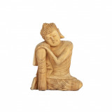 Statueta sculptata din lemn Resting Buddha