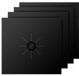 Set 4 folii detasabile de protectie pentru aragaz, usor de spalat, din teflon culoare negru, Oem