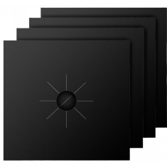 Set 4 folii detasabile de protectie pentru aragaz, usor de spalat, din teflon culoare negru