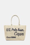 U.S. Polo Assn. geantă de bumbac Pool culoarea bej, BEU2P8697WCO