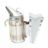 Afumator pentru albine din otel inox, cu scut termic si burduf piele, 160 mm