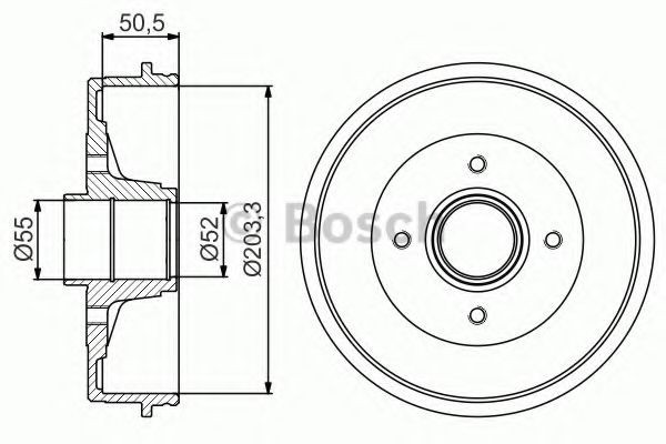 Tambur frana RENAULT KANGOO (KC0/1) (1997 - 2007) BOSCH 0 986 477 172