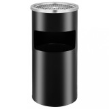 Cos de gunoi de perete cu scrumiera, negru, otel, 26 L