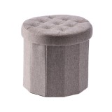 Cumpara ieftin Taburet pliabil cu spatiu depozitare textil maro taupe Alma 38 x 36 cm