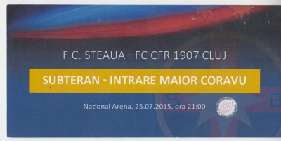 QW13 8 - Bilet acces parcare - FCSB Steaua - CFR 1907 Cluj - 25 iulie 2016 foto
