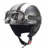 Casca Moto Retro Piele Chopper Vespa Scuter Cozoroc + Guler Negru/Gri Marime L