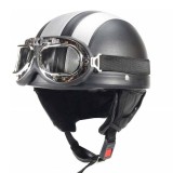 Cumpara ieftin Casca Moto Retro Piele Negru/Gri Cozoroc Guler Chopper Scuter Vespa WW2 Marimea L