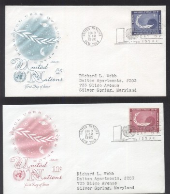 UN New York 1962 Peacefull use of space Mi.122-23 FDC UN.239 foto
