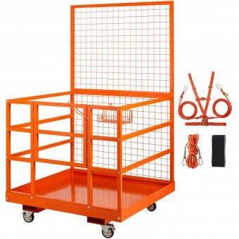 Cusca de siguranta pentru stivuitor Vivatechnix max 635 kg, 4 roti, Otel, 114.3 x 109.2 x 203.2 cm foto