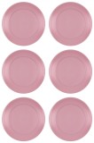 Set de 6 farfurii din plastic roz pudrat, diametru 23 cm