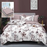 Lenjerie pat dublu,bumbac satinat,6 piese,cearceaf normal 230x250cm, cearceaf pilota 200x230cm, 2 fete de perna 50x70, 2 fete de perna 70x70-LEC8