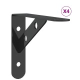 Suporturi rafturi, 4 buc., 15x2,5x11,5 cm negru otel inoxidabil