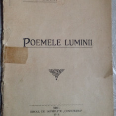 LUCIAN BLAGA-POEMELE LUMINII/VOLUM DE DEBUT/SIBIU1919/coperta frontala desprinsa