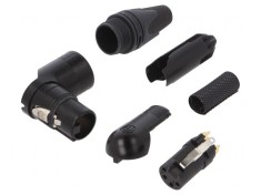 Mufă XLR 4 Pin Mamă 90&deg; Rotativ Pe Cablu