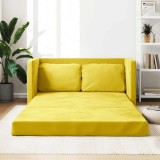 Canapea extensibilă 2 &icirc;n 1 galben &icirc;nchis 122x204x55 cm catifea