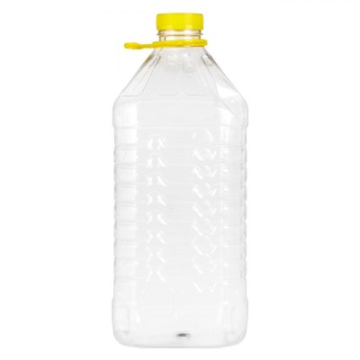 Recipient Plastic, 5L, Transparent, Capac Galben, M&amp;acirc;ner Integrat foto