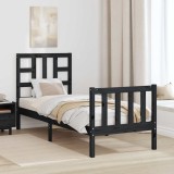 vidaXL Cadru de pat cu tăblie Small Single, negru, lemn masiv 3191935