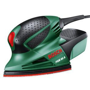 Slefuitor multifunctional BOSCH PSM 80 A, 80 W, 26000 vibratii min, cu 3 foi abrazive Red Wood si geanta din plastic foto