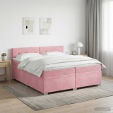 Cumpara ieftin Pat boxspring cu saltea cu headboard Roz 200 x 200 cm Catifea