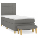 Cumpara ieftin Pat box spring cu saltea, gri inchis, 80x200 cm, textil