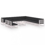 Set mobilier grădină cu perne, 12 piese, lemn masiv de pin