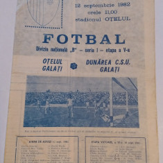 Program meci fotbal OTELUL GALATI - DUNAREA CSU GALATI (12.09.1982)