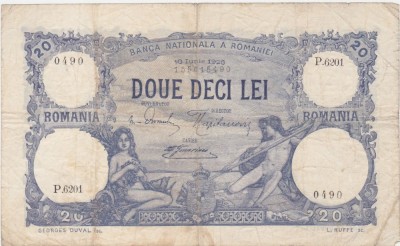 ROMANIA 20 lei iunie 1926 F foto