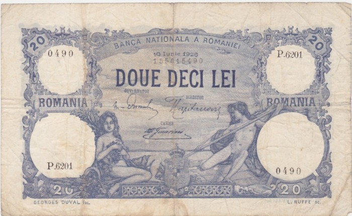 ROMANIA 20 lei iunie 1926 F