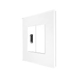 Cumpara ieftin Priza HDMI Luxion alba cu rama din sticla, design elegant
