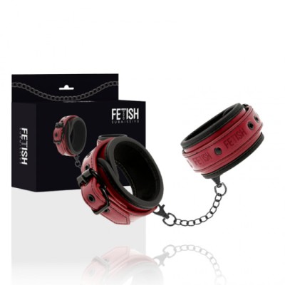 FETISH SUBMISSIVE DARK ROOM - VEGAN LEATHER HANDCUFFS WITH NEOPRENE LINING foto