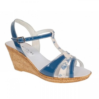 Sandale dama, din piele naturala cu platforme de 7.5cm, Albastru Indigo, S47LBL foto