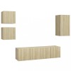 Set comoda TV, 5 piese, stejar sonoma, lemn prelucrat