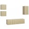 Set comoda TV, 5 piese, stejar sonoma, lemn prelucrat