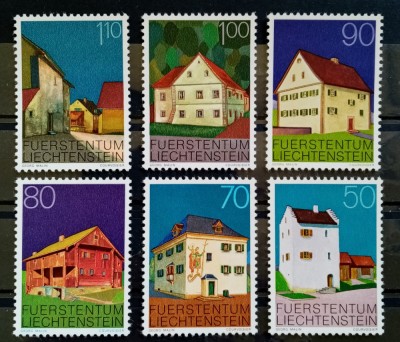 BC277, Liechtenstein 1978, 6 timbre arhitectura, case foto