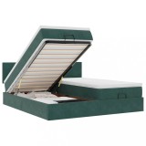Cumpara ieftin Cadru de pat otoman cu saltele, catifea verde inchis 180x200cm